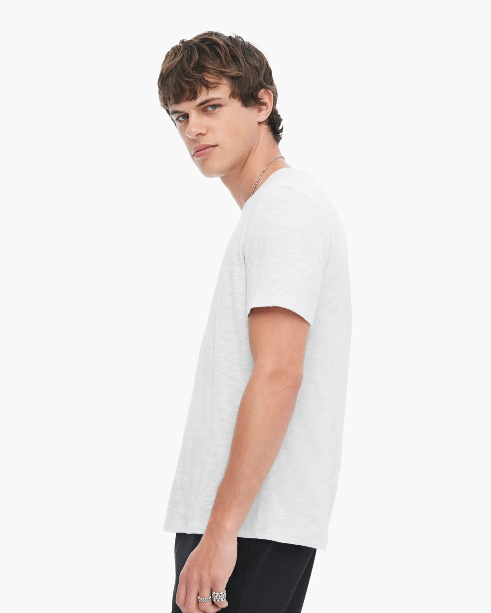 Slub Jersey V-Neck Tee - Silver