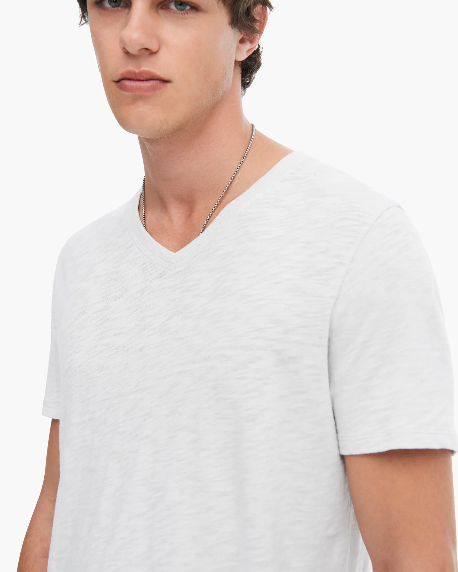 Slub Jersey V-Neck Tee - Silver