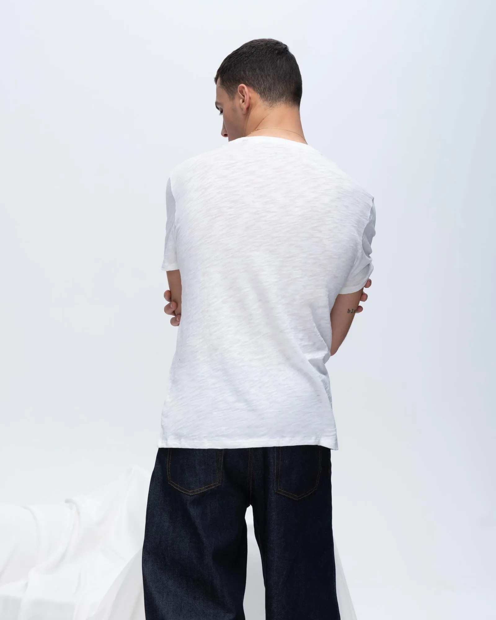 Slub Jersey V-Neck Tee - White