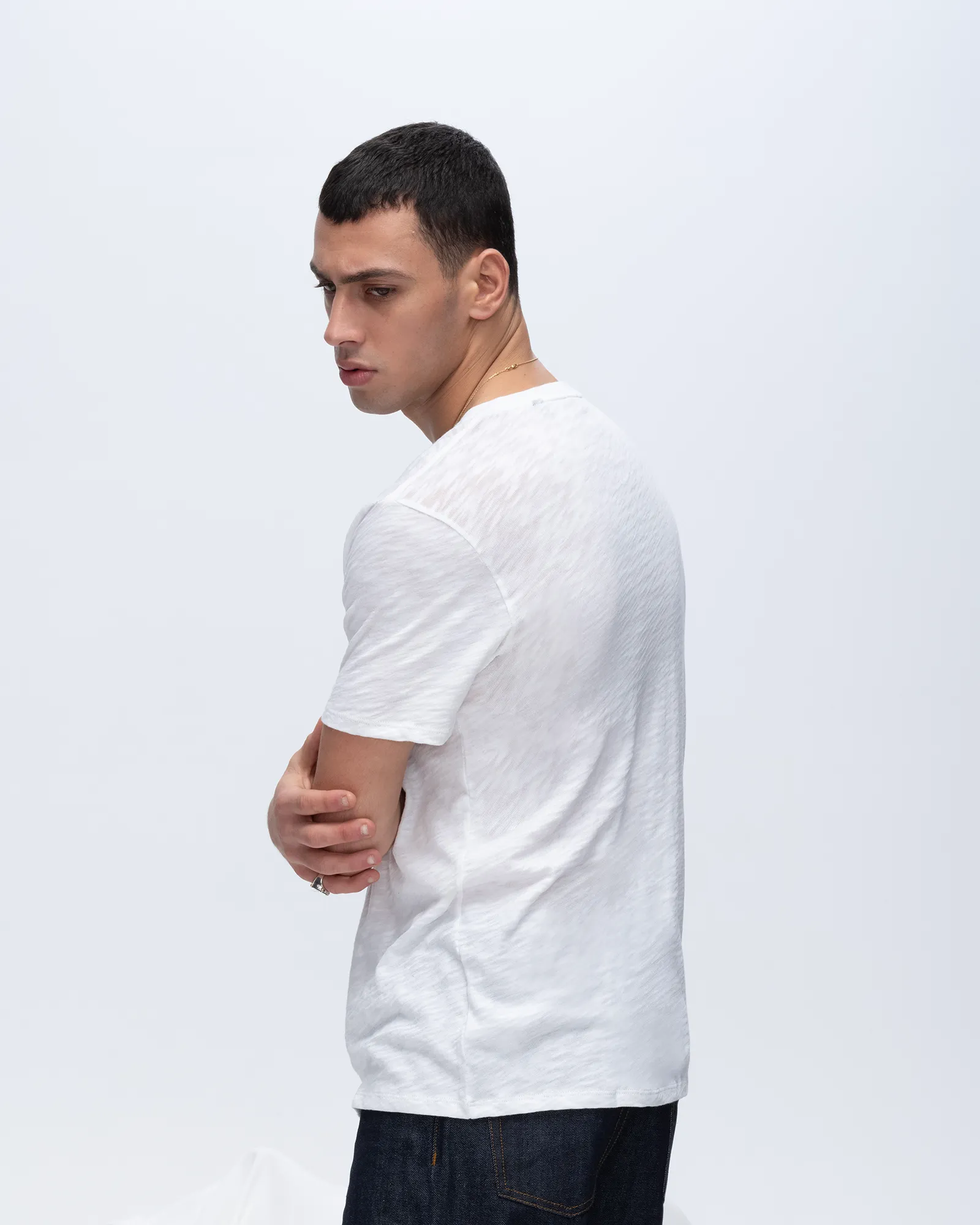 Slub Jersey V-Neck Tee - White