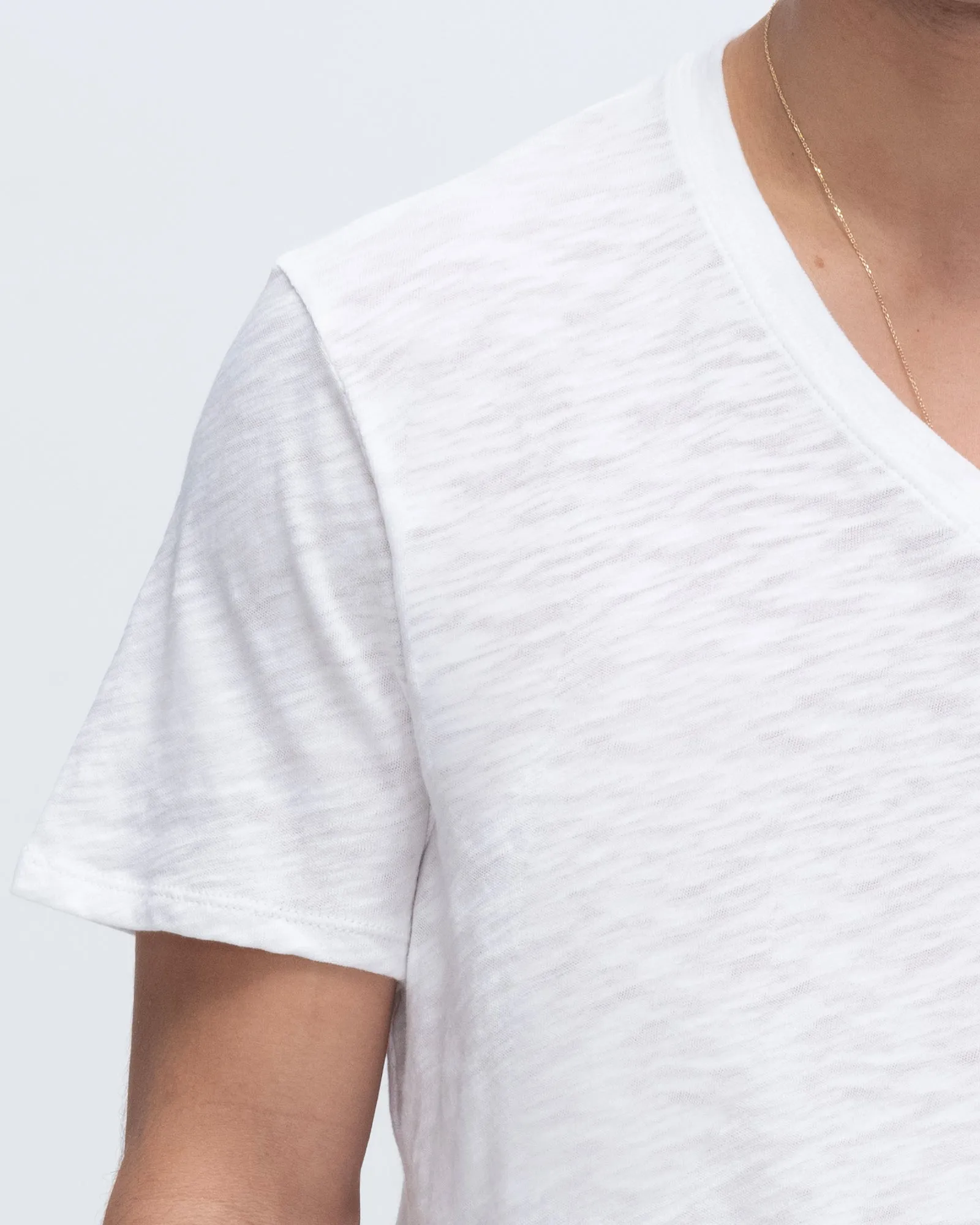 Slub Jersey V-Neck Tee - White