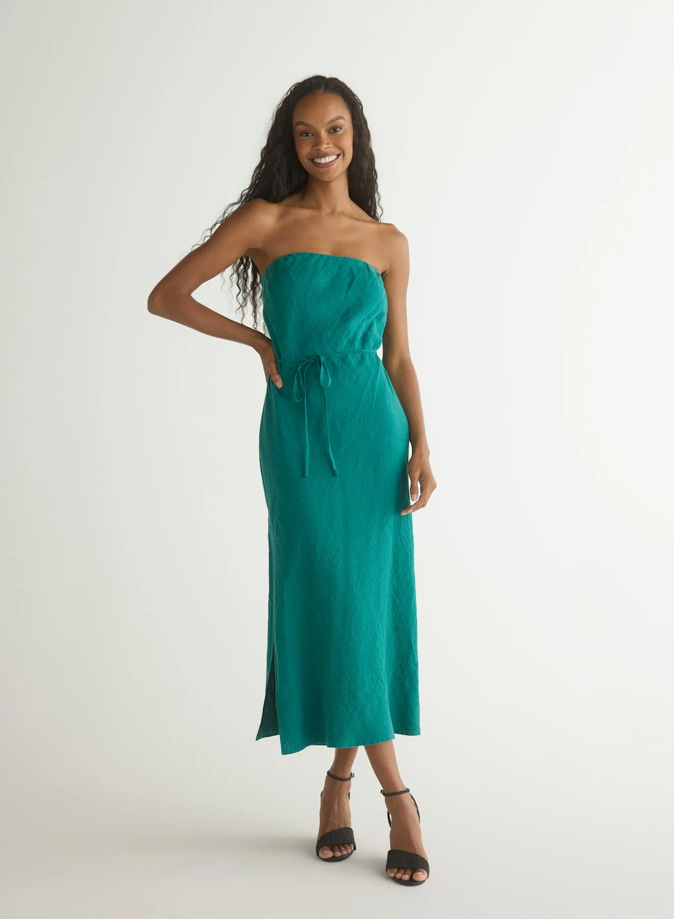 STRAPLESS BIAS MAXI DRESS