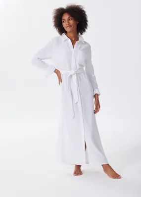 The Organic Cotton Gauze Long Shirt Dress - Double Gauze - Sale