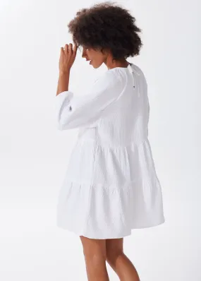 The Organic Cotton Gauze Puff Sleeve Dress - Triple Gauze - Sale