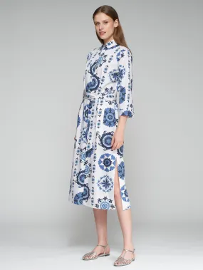 TILE PATTERN SHIRT DRESS