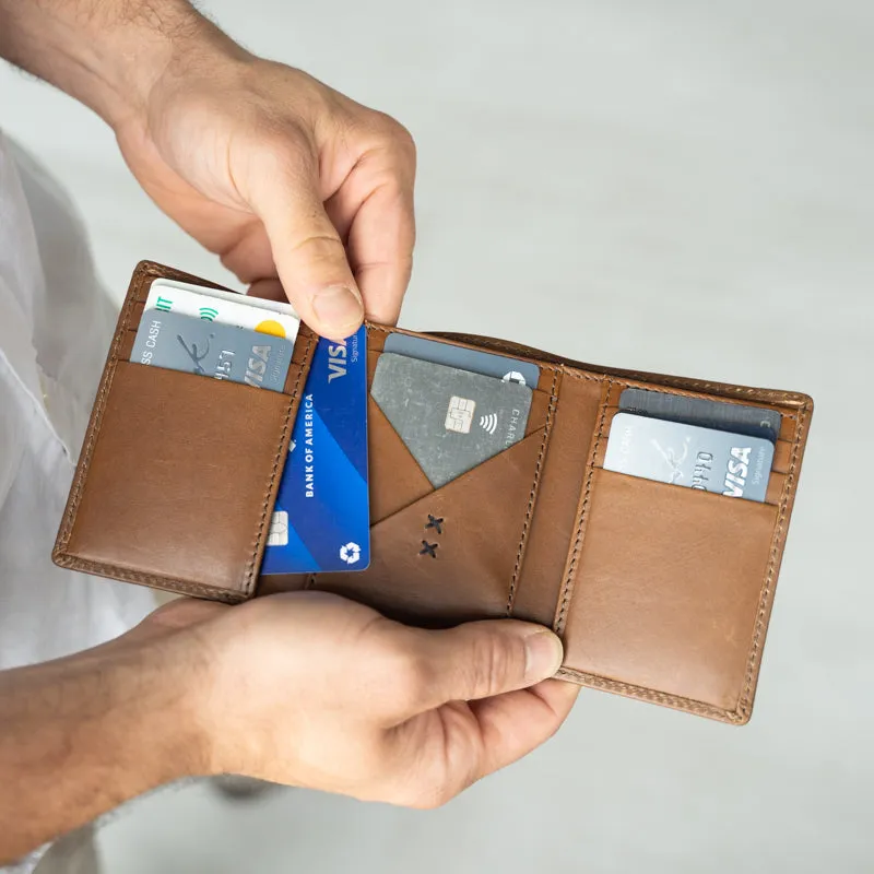 Titus Mens Leather Tri-Fold Wallet