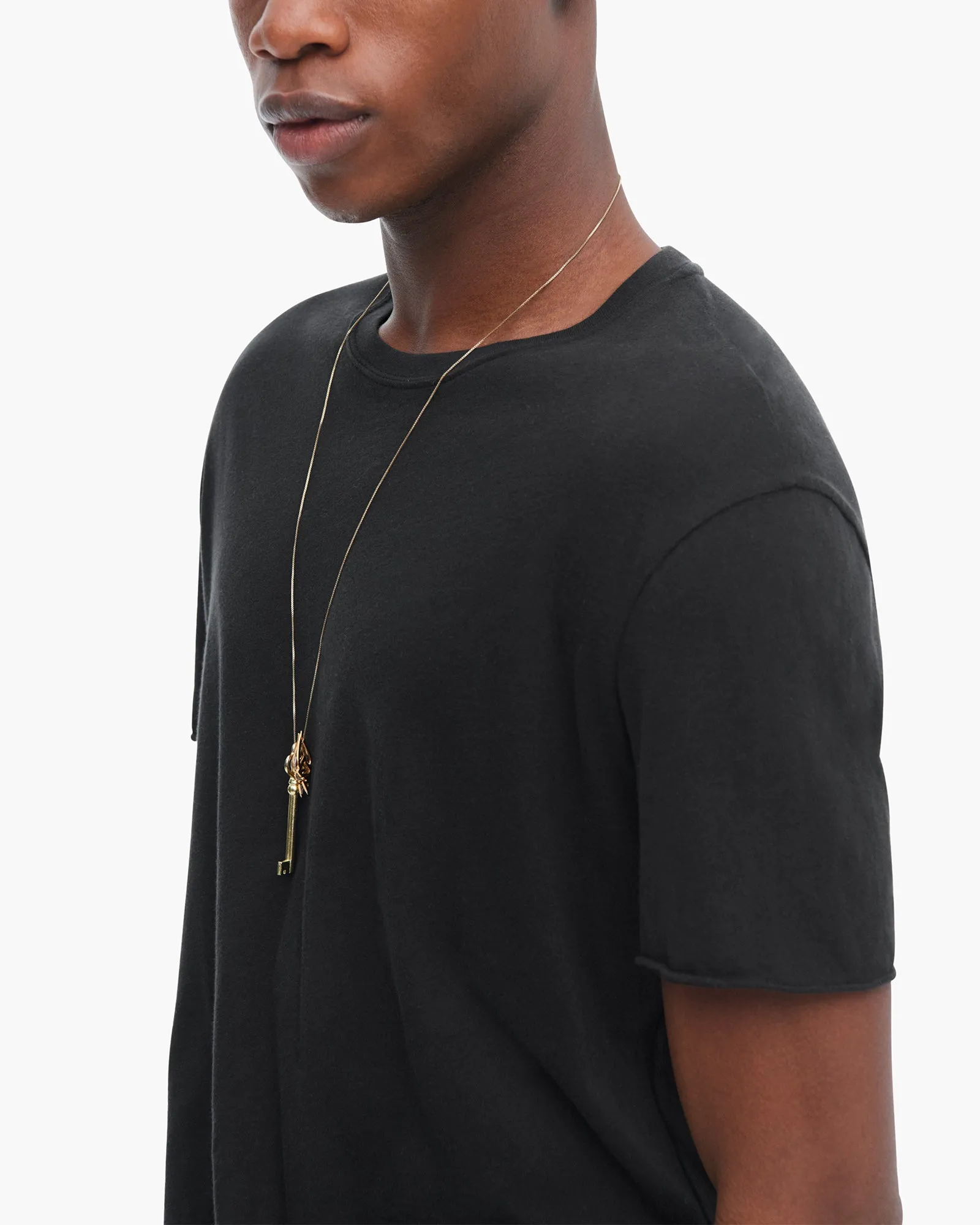 Vintage Jersey Cut Off Short Sleeve Crew Neck Tee - Black