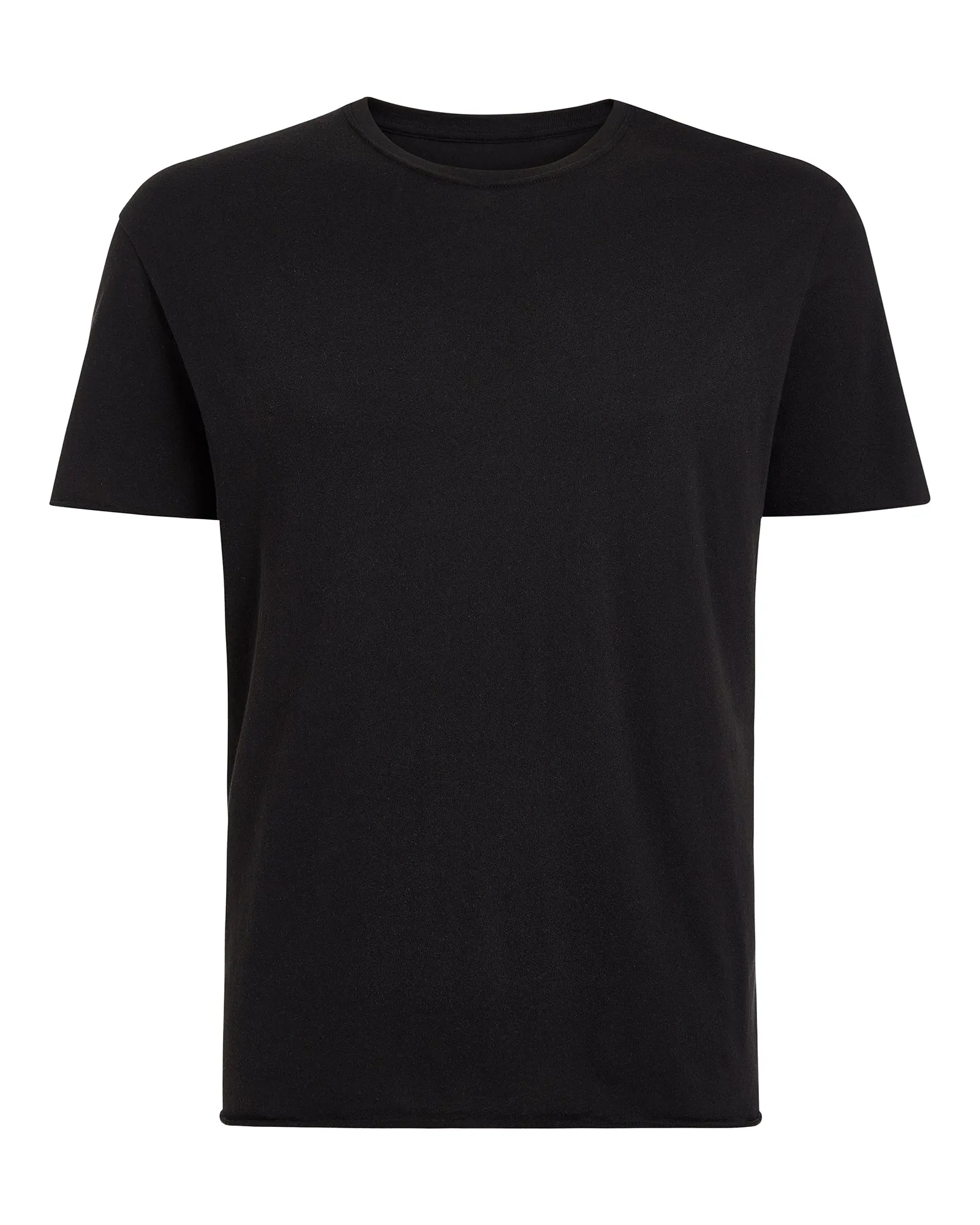 Vintage Jersey Cut Off Short Sleeve Crew Neck Tee - Black