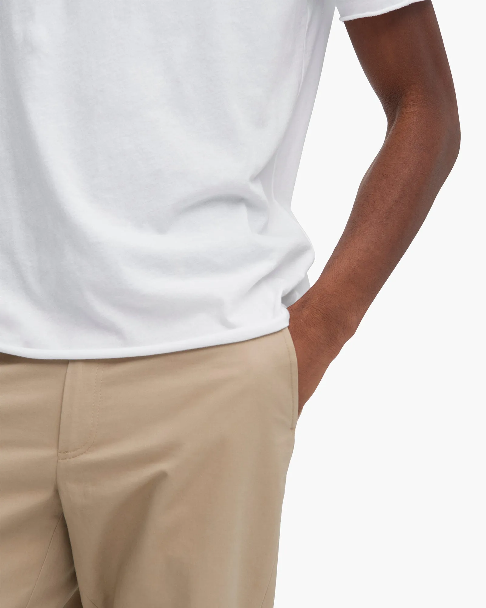 Vintage Jersey Cut Off Short Sleeve Crew Neck Tee - White