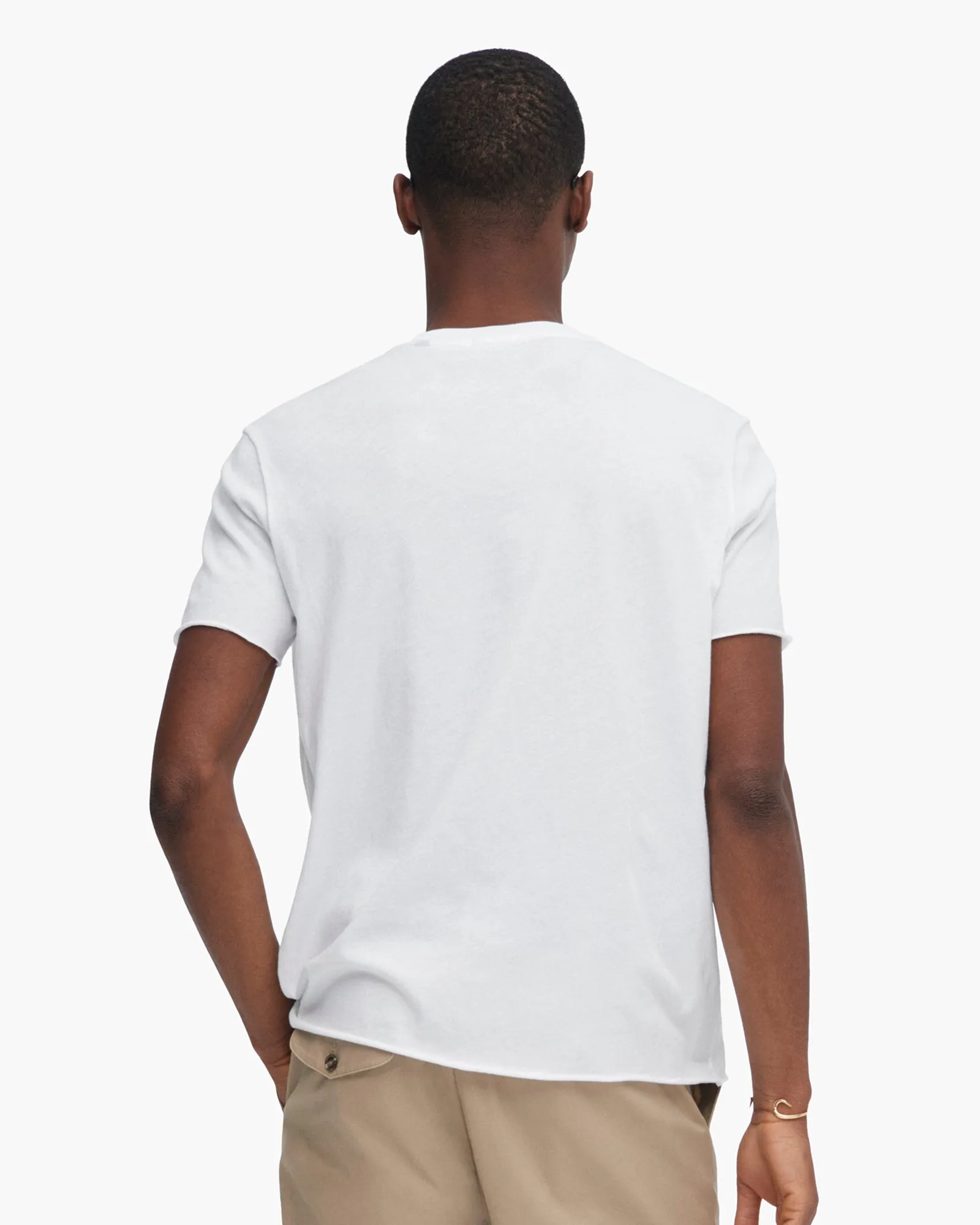 Vintage Jersey Cut Off Short Sleeve Crew Neck Tee - White