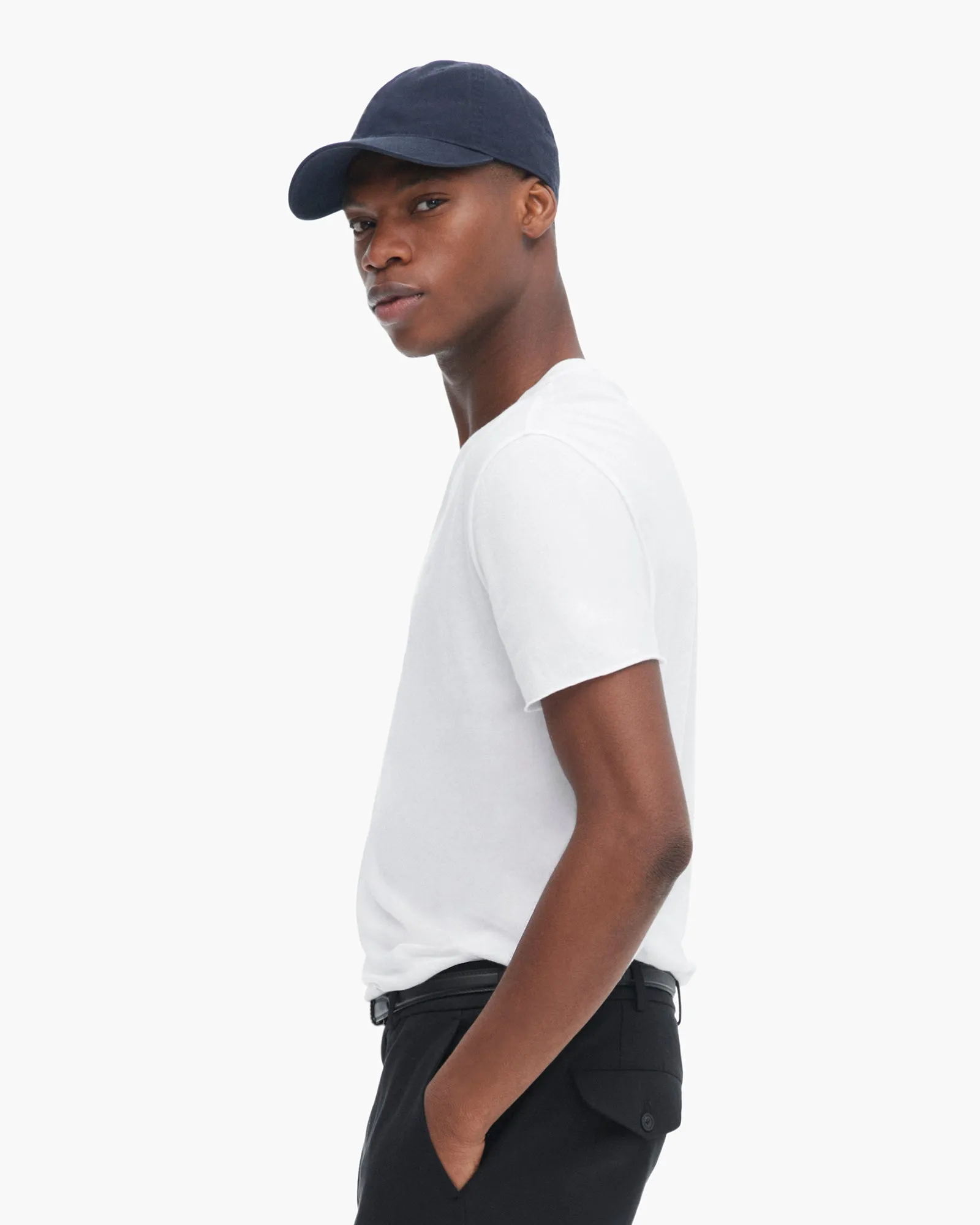 Vintage Jersey Cut Off Short Sleeve V-Neck Tee - White