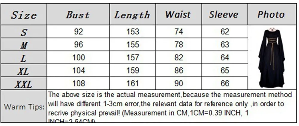 Women Gown Halloween Ruffled Dress Evening Party Long Sleeve Gothic Medieval Crew Neck Ladies Party Cosplay Dress