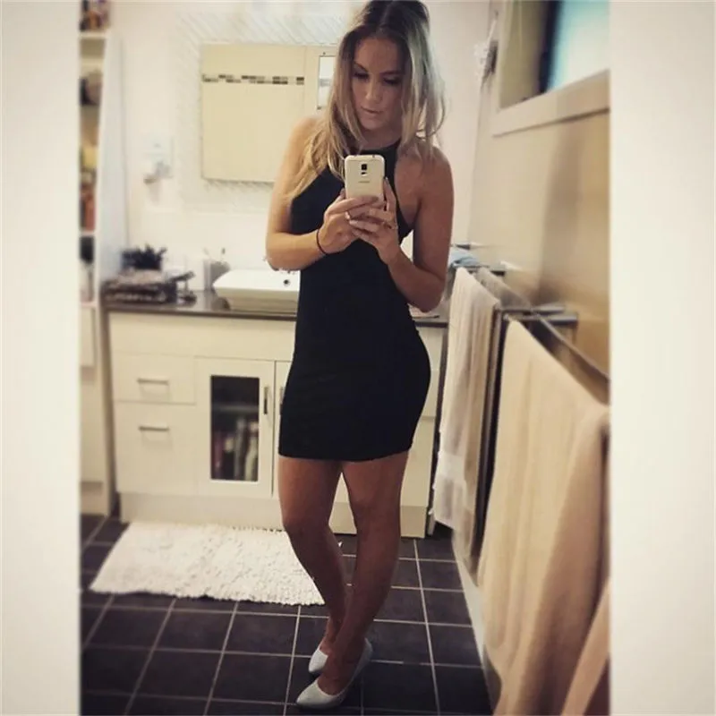 Women Ladies Bandage Dress 2019 New Bodycon Halterneck Evening Sexy Party Mini Short Dress